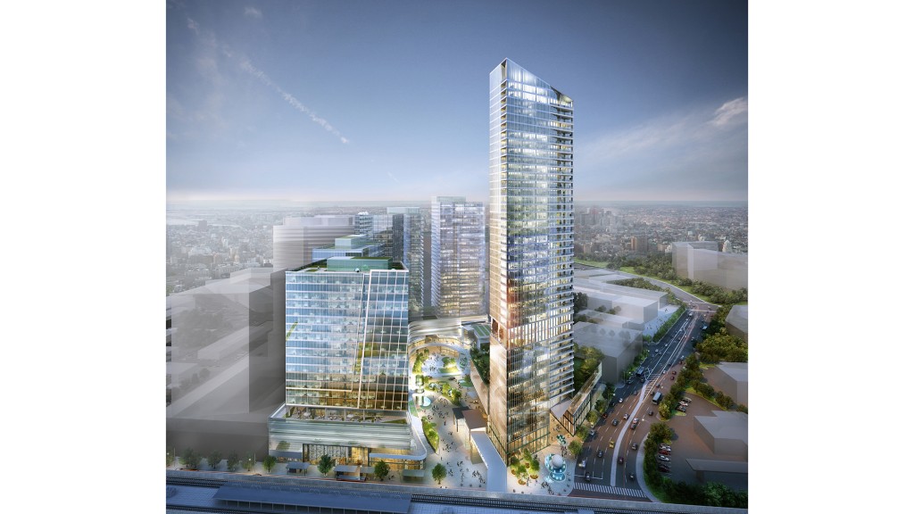 A high angle view of a city.